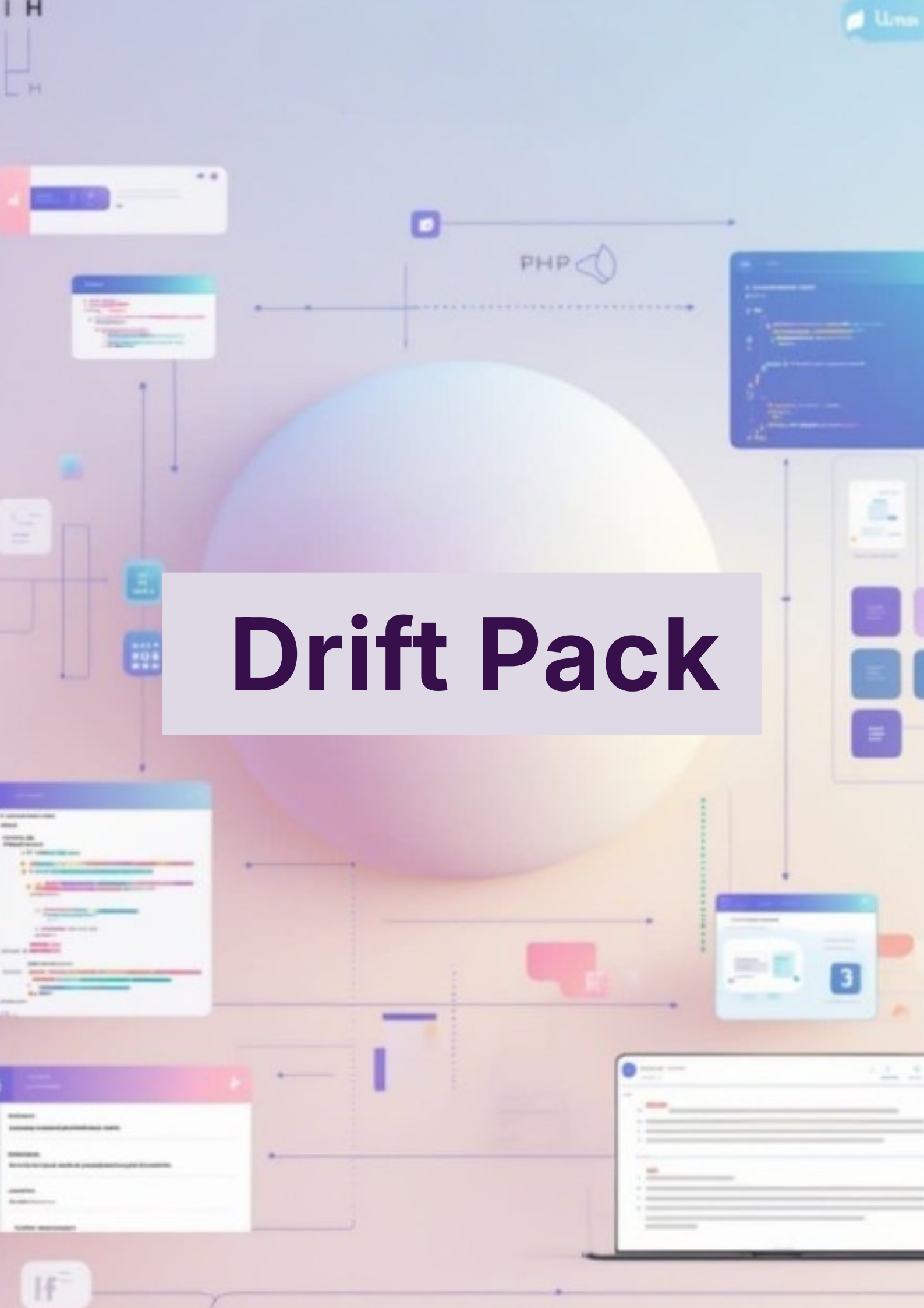Multicolored abstract design with 'Drift Pack' text in the center