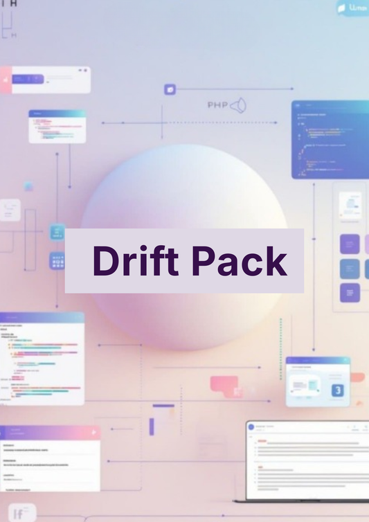 Multicolored abstract design with 'Drift Pack' text in the center