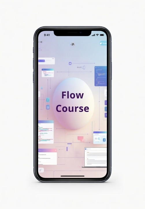 Smartphone displaying an app interface with 'Flow Course' on a light background