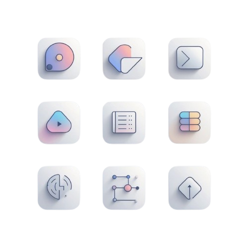 Set of colorful app icons on a white background