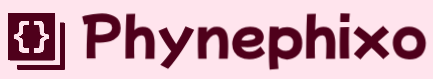 Phynephixo logo with a stylized letter 'P' in maroon on a white background