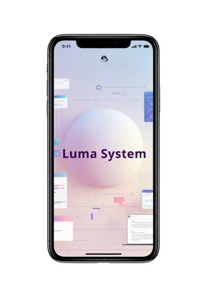 Smartphone displaying the Luma System app on a white background