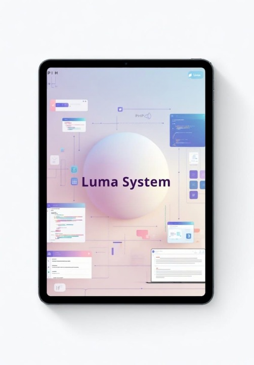 Tablet displaying the Luma System interface on a white background
